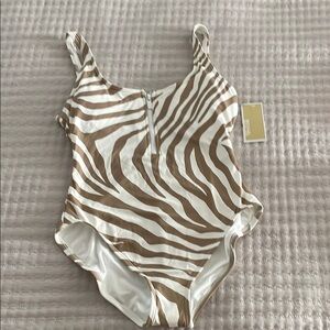 MK Zebra Print One-Piece Swimsuit